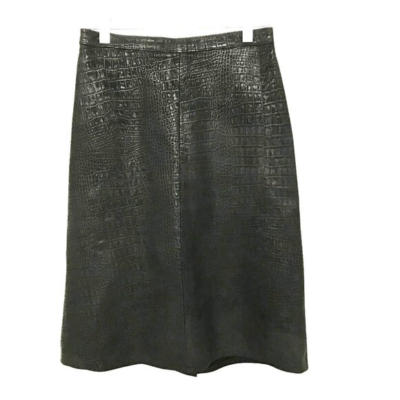 Overland Womens Embossed Black Leather Pencil Skirt Size XS-0 U.S.A. - Picture 1 of 7